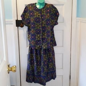 Vintage 1970s dress skirt top set